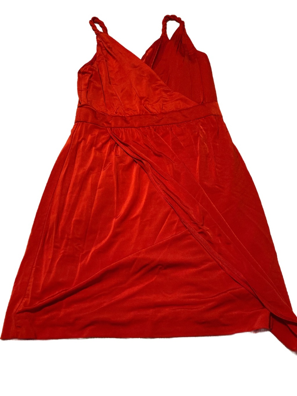 Small Red Bebe V-Neck Wrap-Style Slip Dress